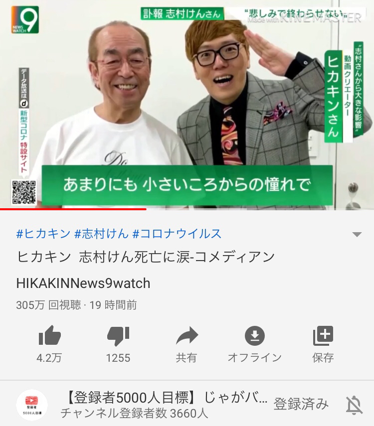 大号泣 Hikakinさん 志村けん死去で涙を抑えきれずに泣く パリピにゅーす